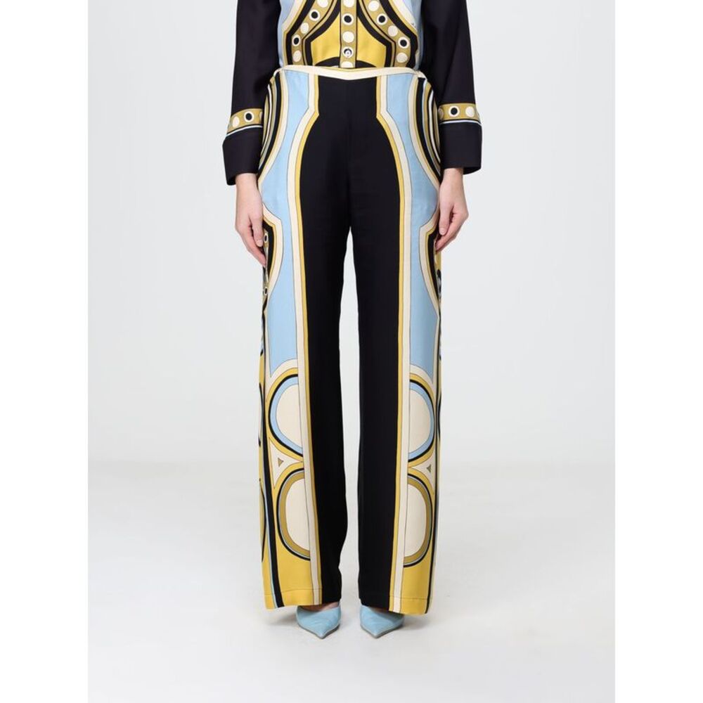 La Doublej Women La Doublej Club Silk Palazzo Trousers With Ethnic Print